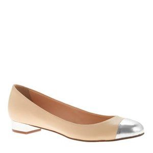 J.Crew's Janey Metallic Cap-Toe Flats Shoes Size 6